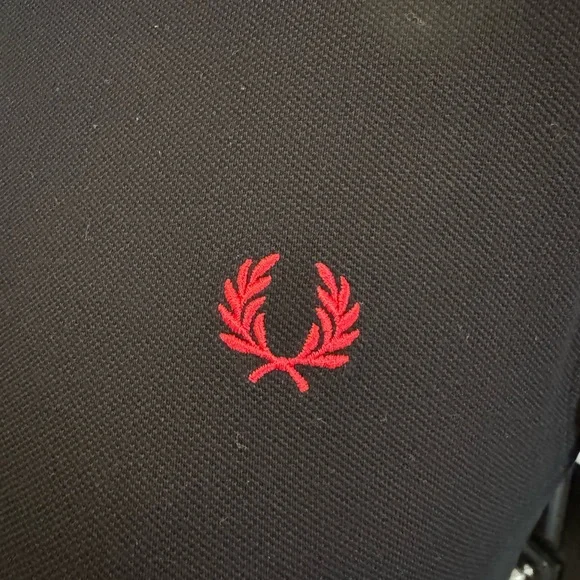 Fred Perry Black Polo with Red Trim - Picture 2 of 5